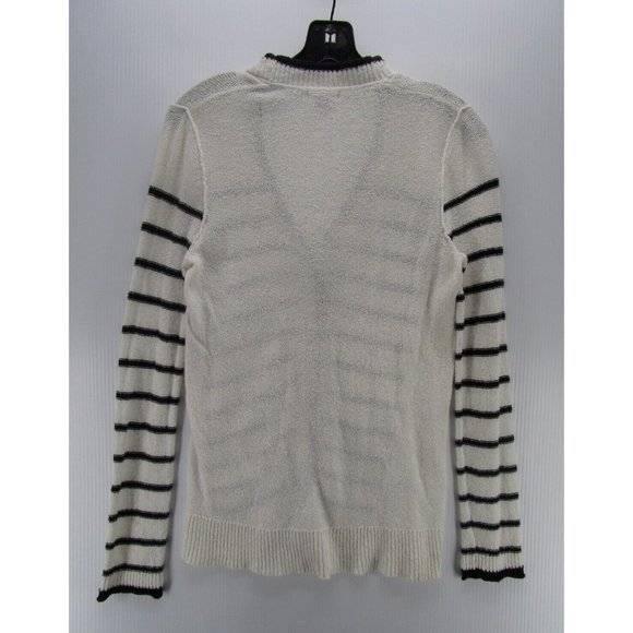 Eddie Bauer Sweater Petites Small Cardigan Striped Pockets Snap Up - Picture 6 of 10